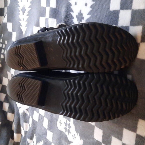 Sorel Black Leather Ankle Rubber Sherpa Lined Boots  NL2135-010 Size 9 - Picture 16 of 16